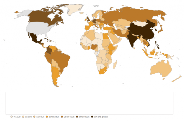Pew World Immigration Map