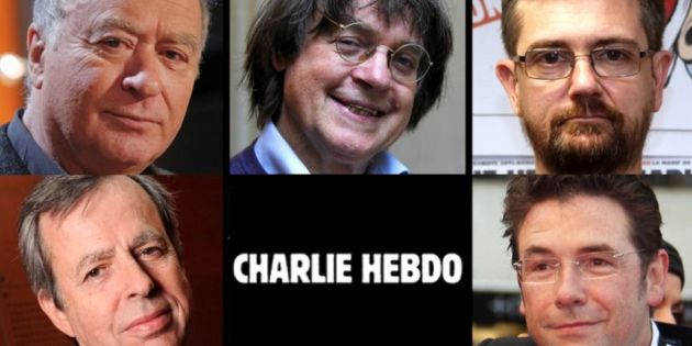 Top: Georges Wolinski, Jean Cabut (Cabu), Stéphane Charbonnier (Charb)  Bottom: Bernard Maris, Bernard Velhac (Tignous) (Image credit: AFP/Metronews)
