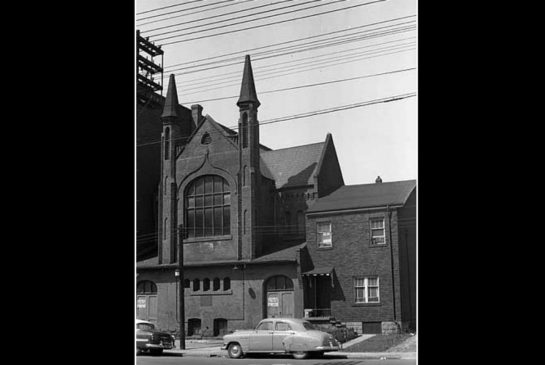 The British Methodist Episcopal church on Chestnut St. as seen in 1953, around the time the dwindling congregation moved to Shaw St.