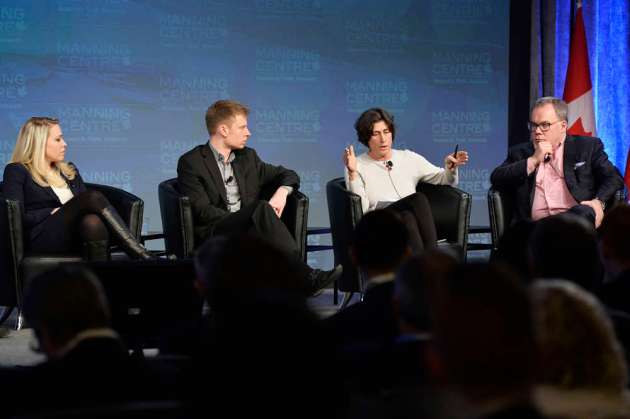 CTV Journalist Mercedes Stephenson, Sun Media Journalist Anthony Furey, Journalist Chantal Hebert and MacleanÕs Journalist Paul Wells take part in a panel during the Manning Centre Conference in Ottawa on Friday, February 26, 2016. iPolitics/Matthew Usherwood