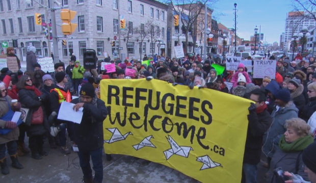 Ottawa U.S. Embassy Trump protest travel ban Jan 30 2017