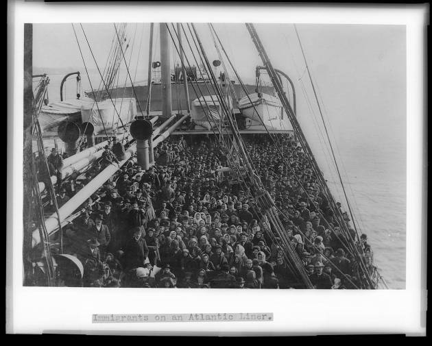 Crowds on 19th century immigrant ships